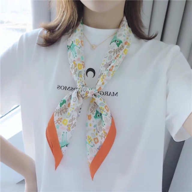 Khăn turban lụa vuông size 70x70cm in hình con nai nhỏ - Maben