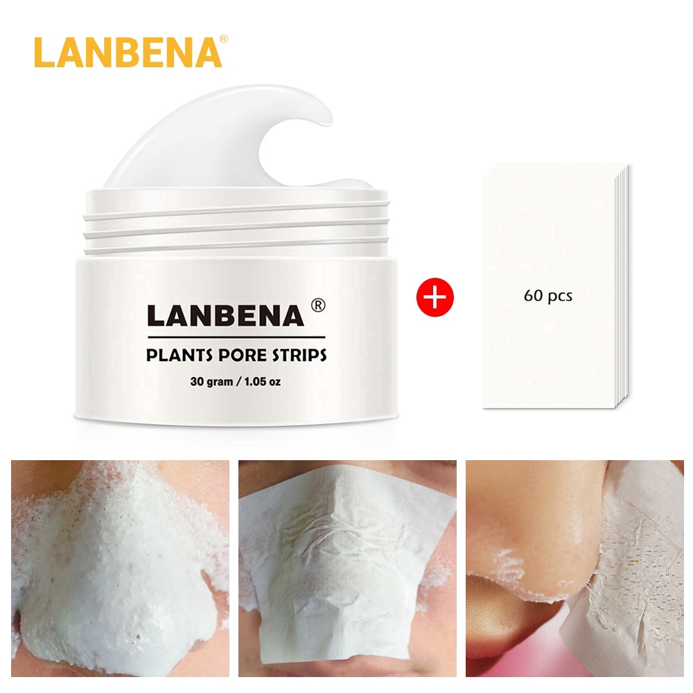 Kem Hỗ Trợ Giảm Mụn Đầu Đen Lanbena 30g Kèm 60 Miếng Giấy Lột Mụn Đầu Đen Làm Sạch Sâu