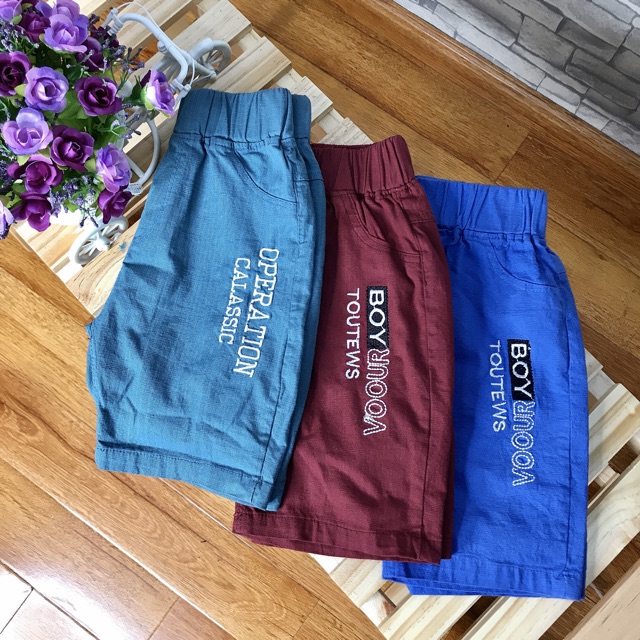 Quần Short Đũi Bé Trai 100% cotton Mềm Mịn, Thoáng Mát, Chữ thêu xịn♥️ Cam Kết đẹp-rẻ❤️