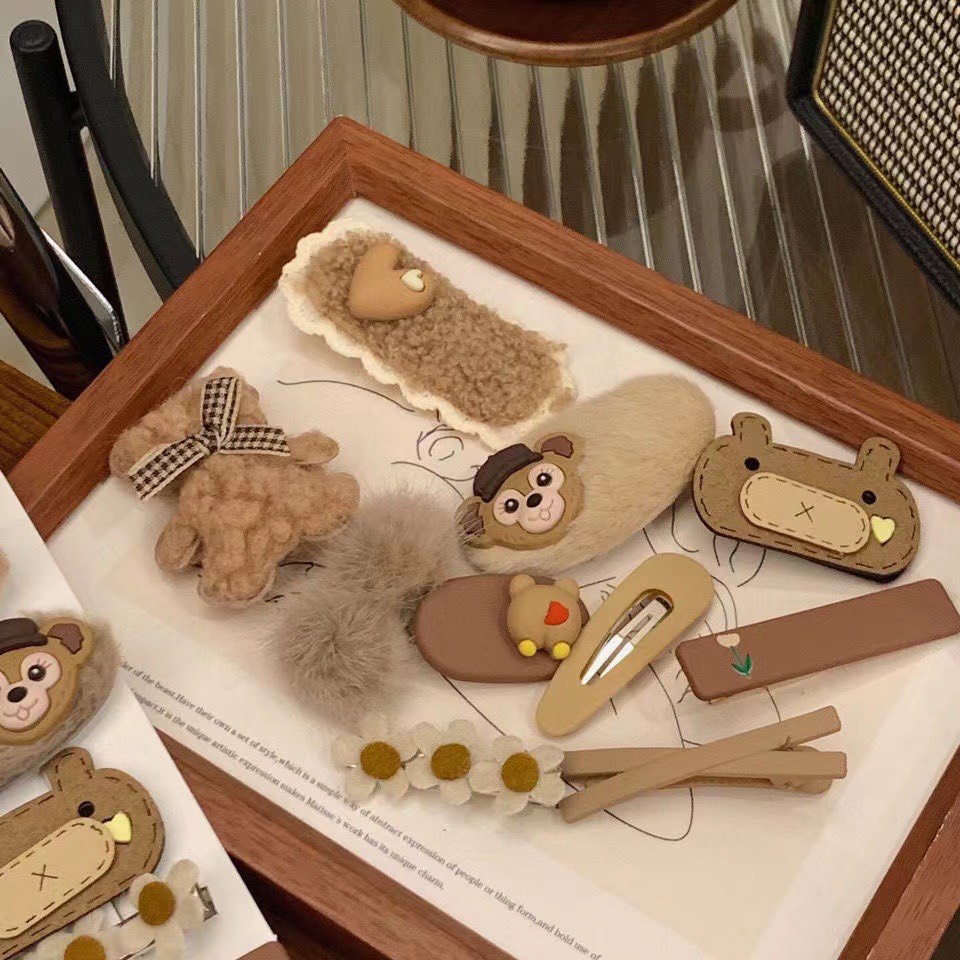 Set 10 Kẹp Tóc Họa Tiết Hoạt Hình Phong Cách Hàn Quốc - Kẹp Tóc Lông Nhung Cho Bé - Kẹp Tóc Công Chúa Dumi Shop GG