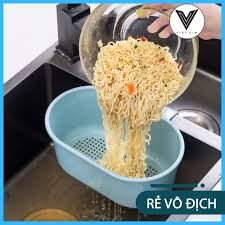 Khay nhựa BẦU DỤC treo bồn rửa bát có lưới lọc rác đa năng sắc màu - giao màu ngẫu nhiên