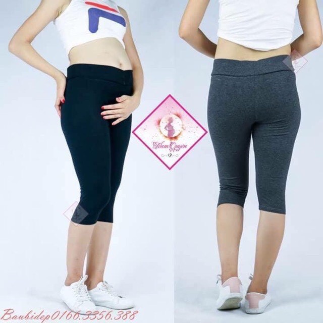 Quần Bầu Legging Lửng cạp chéo co dãn thoải mái cho mẹ bầu -quần bầu ngố đẹp