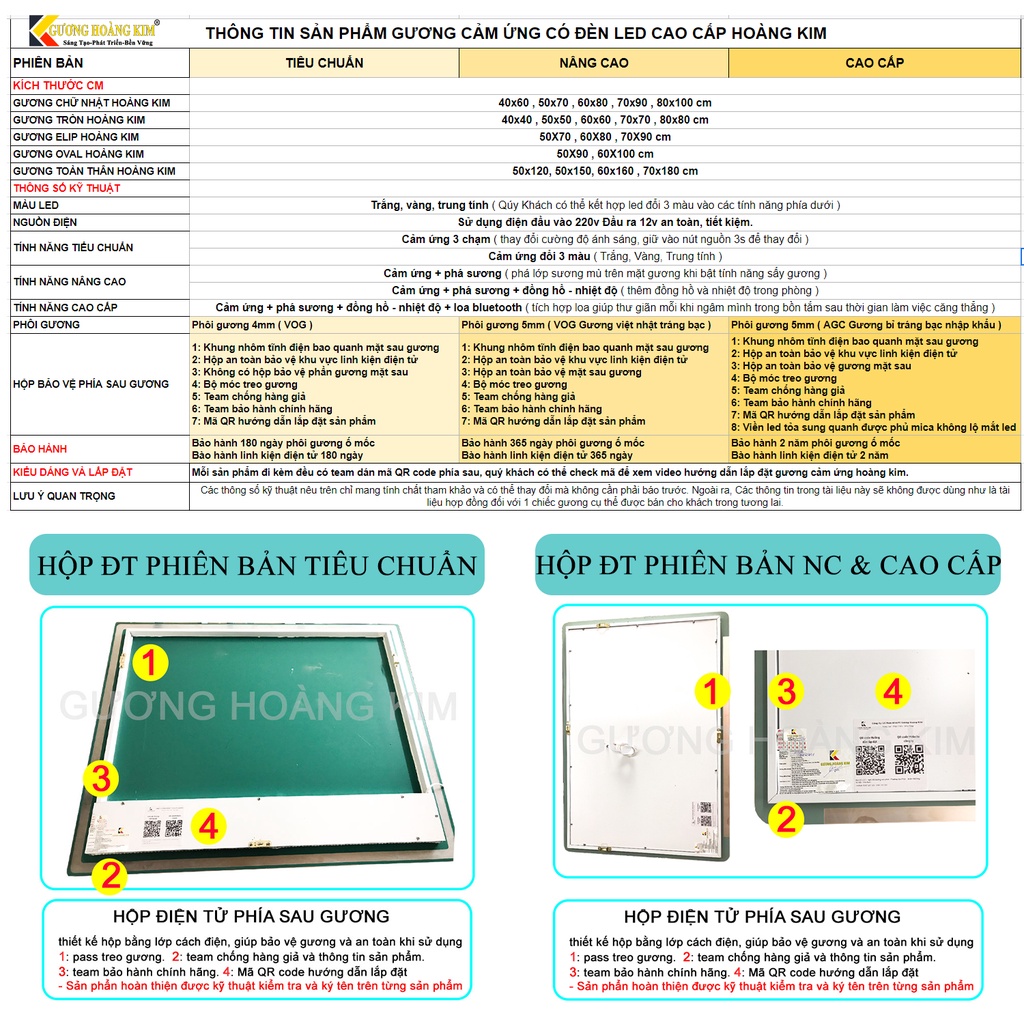 Gương toàn thân giá rẻ có đèn treo tường không viền gương soi toàn thân Kt 40x120,50x120,60x120 cm guonghoangkim HK1003