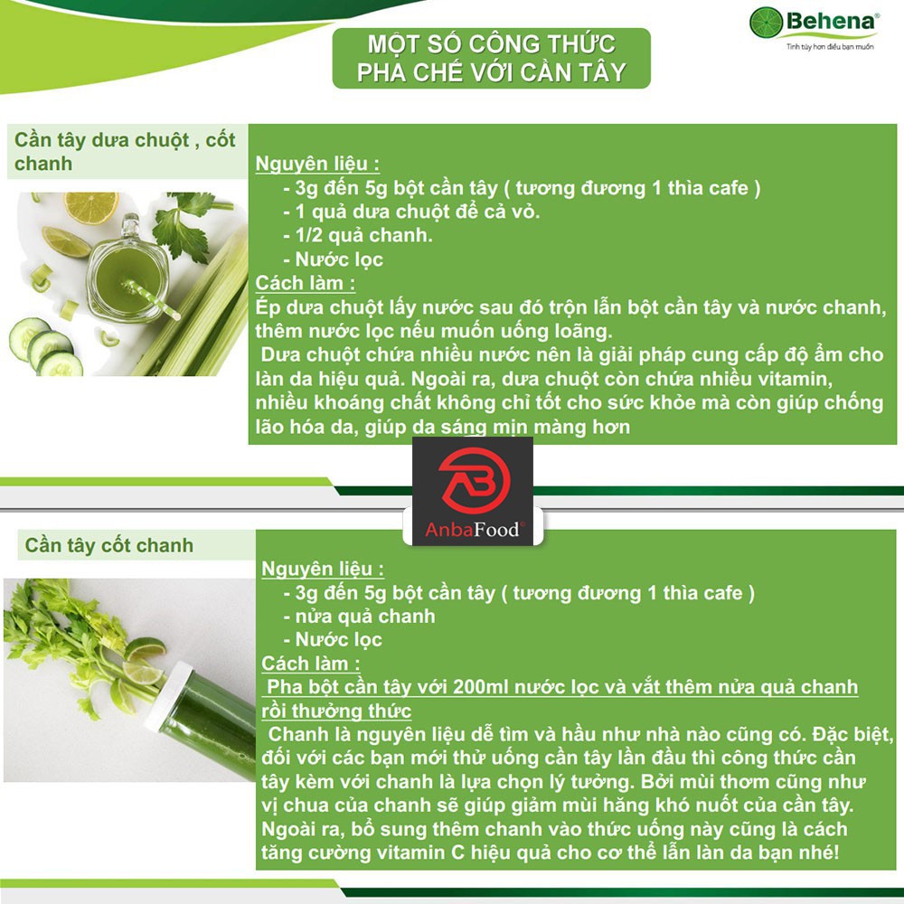 Bột Cần Tây giảm cân Behena (Hộp 50gr) - Bột cần tây sấy lạnh - Giảm cholesterol - Cải Thiện sức khoẻ Tim Mạch | BigBuy360 - bigbuy360.vn