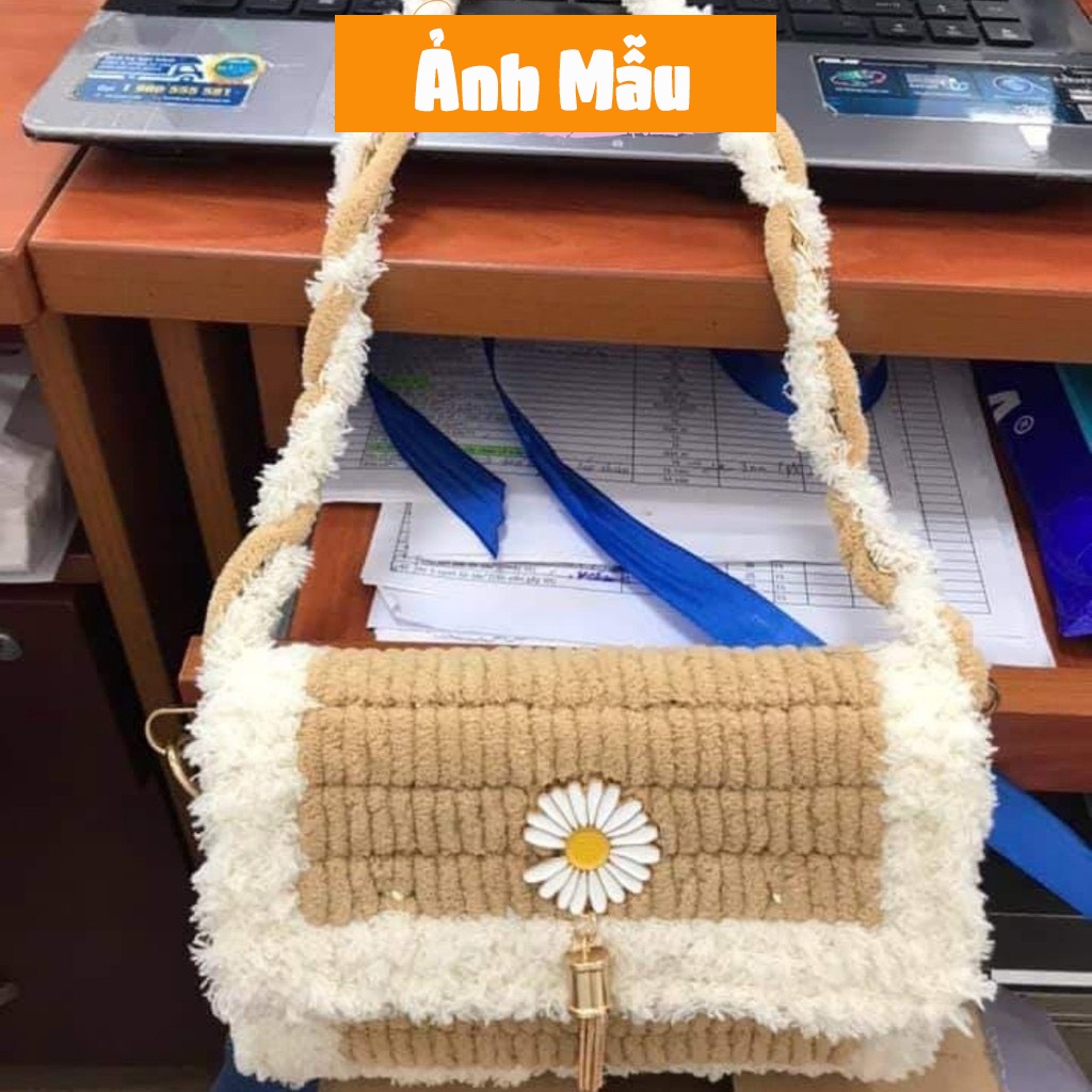 Mác hình hoa cúc tua rua EBI HANDMADE phụ kiện trang trí gắn túi handmade, túi ví nữ - ES35