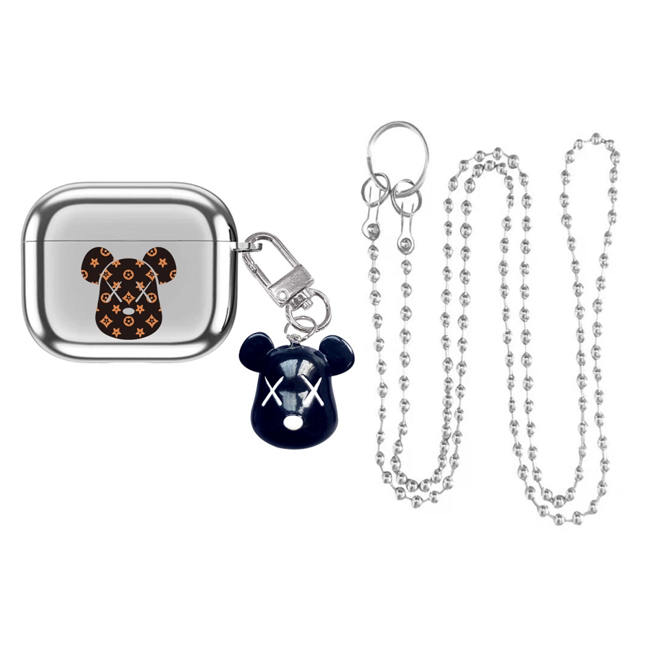 Fashion anime design cover airpods3 airpods1 / 2 pro wireless bluetooth earphone charging box protective case accessories + halterneck necklace