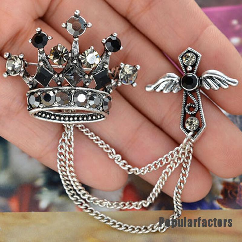 Ghim Cài Áo Hình Vương Miện Đính Đá Nhân Tạo Thời Trang