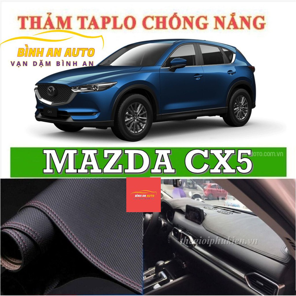 Thảm phủ Taplo MAZDA CX5 2019-2020 da vân carbon 3 lớp chống nóng - Bình An Auto