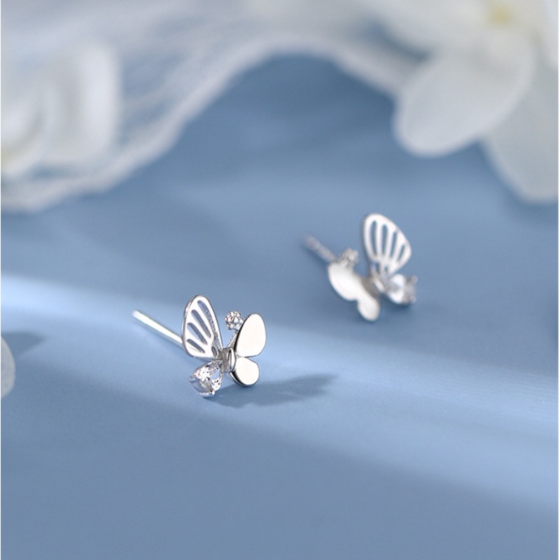 Bông tai bướm đá quý sang trọng phong cách hàn quốc thời trang bông tai nữ cao cấp đơn giản