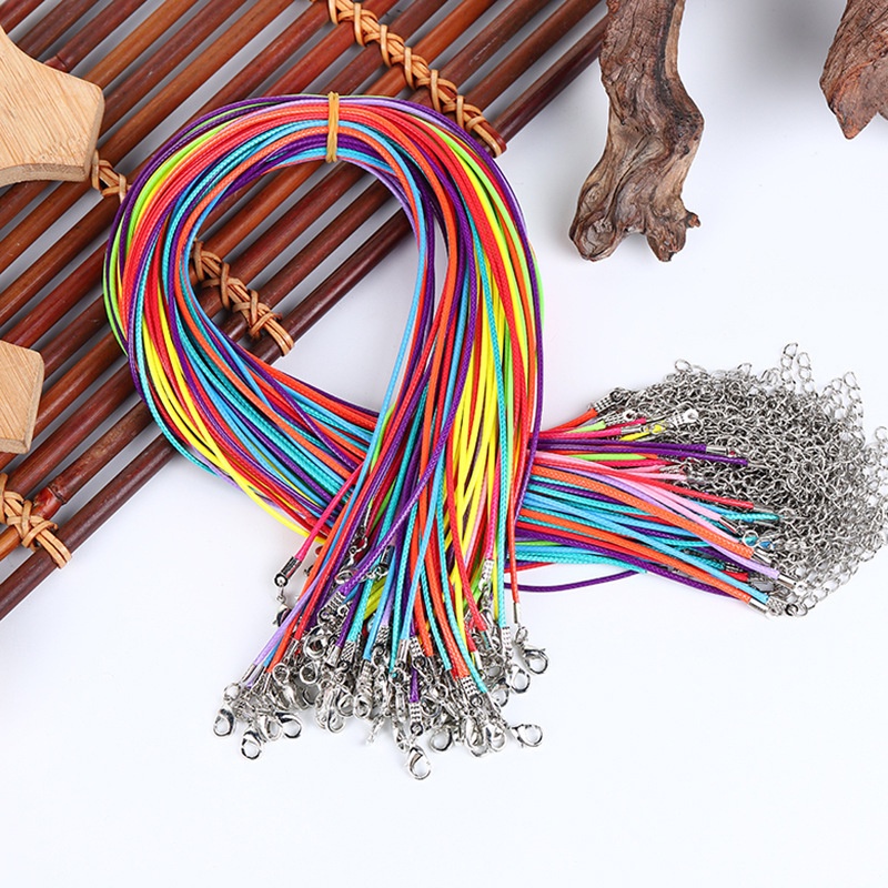Bộ 10 Dây Da Sáp Nhiều Màu Sắc Dùng Làm Vòng Tay / Vòng cổ DIY Chống Thấm Nước Có Khóa Tôm
