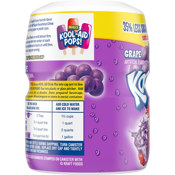 Bột Pha Soda Nho Ít Ngọt, Giàu Vitamin C KoolAid Unsweetened Grape