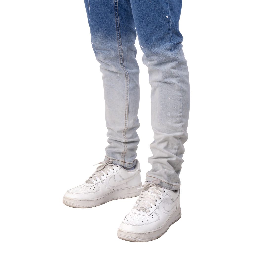 Quần jean nam streetwear cao cấp FNOS NZ32 màu xanh wash form slimfit jean thun co giãn