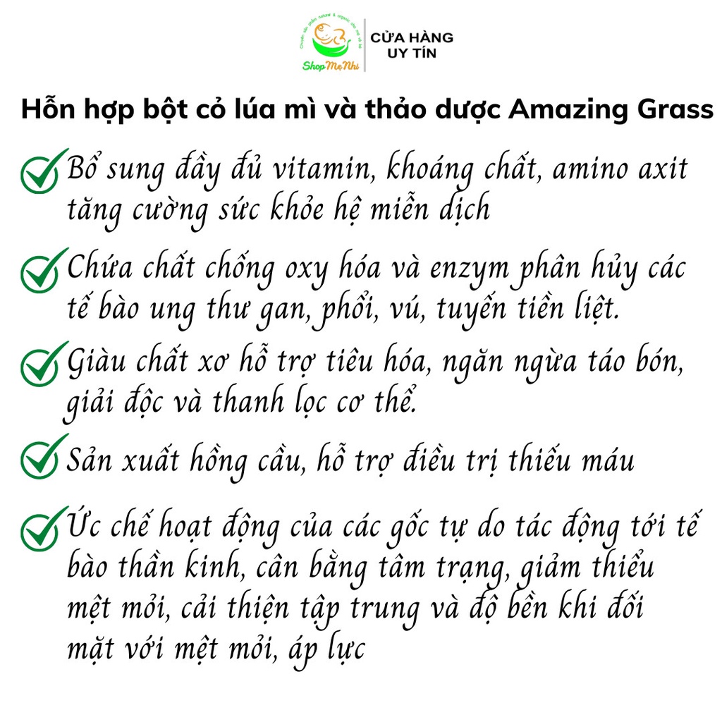 Hỗn hợp bột cỏ lúa mì và thảo dược Amazing Grass Adaptogens Powder giúp giải tỏa căng thẳng, chống mệt mỏi.