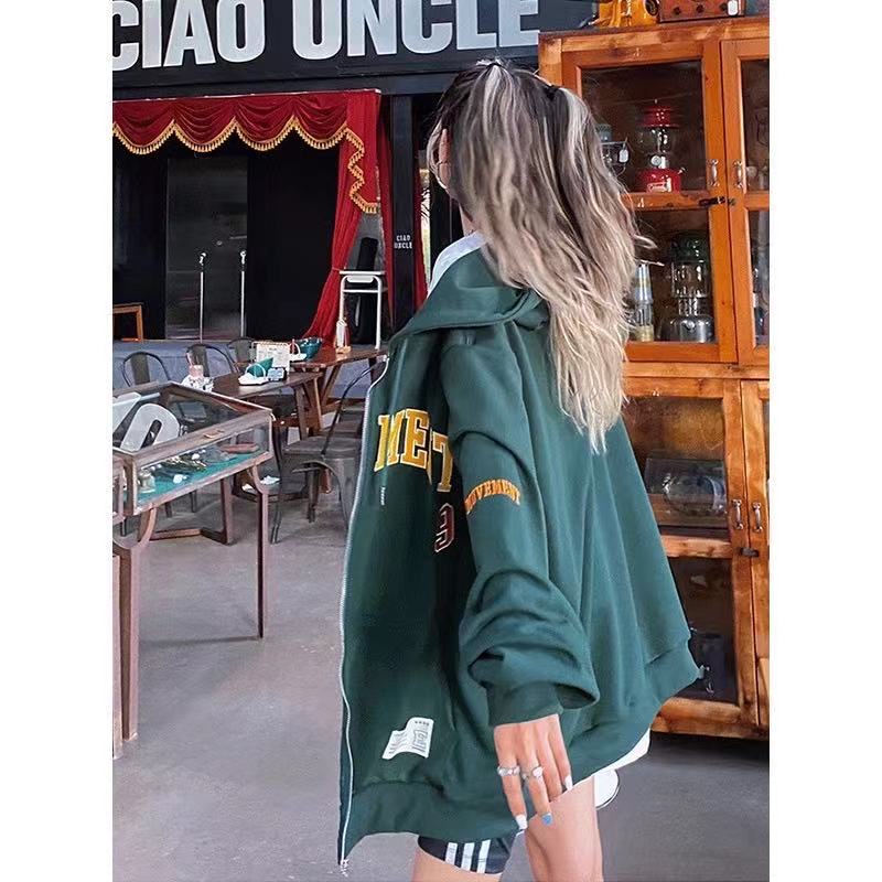 Áo khoác mũ trùm dài tay in họa tiết phong cách mùa thu cho phái nữ | BigBuy360 - bigbuy360.vn