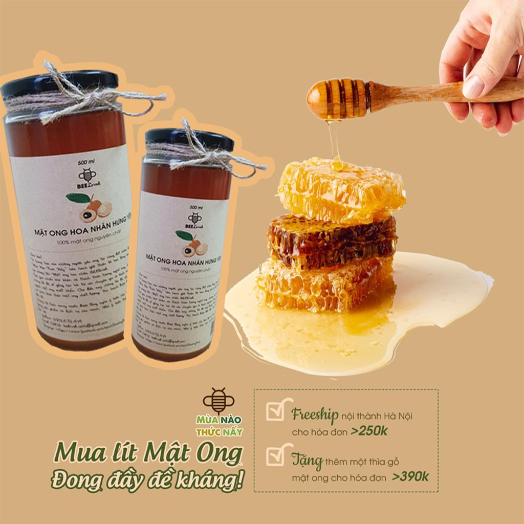 1 Lít Mật Ong Nguyên Chất Hoa Nhãn BeeLoved, 100% tự nhiên, Đổi Trả Nếu không Hài Lòng