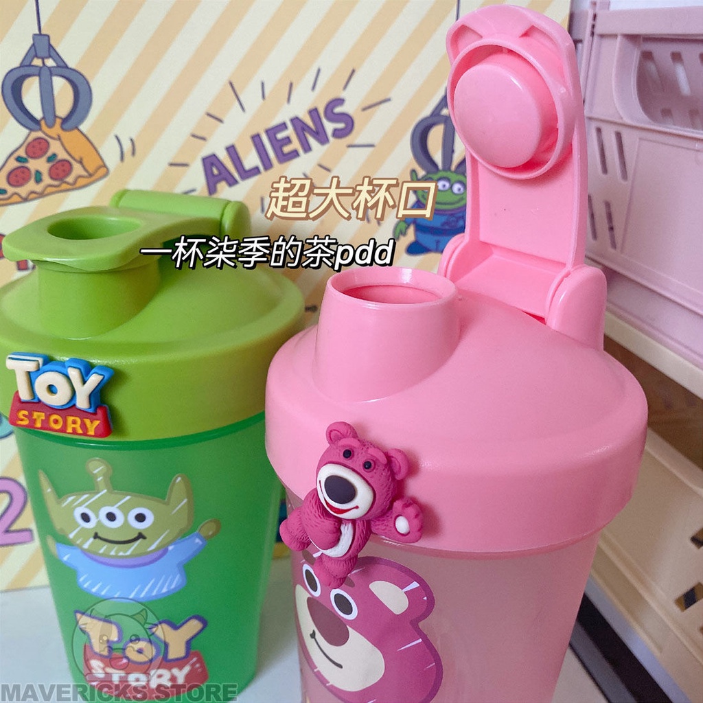 Bình Nước Nhựa Ba Mắt Họa Tiết Hoạt Hình Dễ Thương Di Động Tiện Dụng Cho Học Sinh