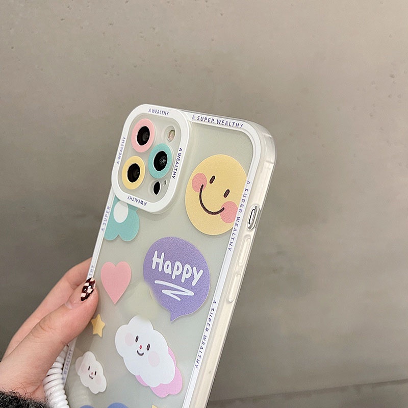 Ốp lưng iphone ốp Điện Thoại Trong Suốt Hình Đám Mây Mặt Cười Cho iPhone 14 13 12 11 PROMAX XS XR XSMAX SE2020