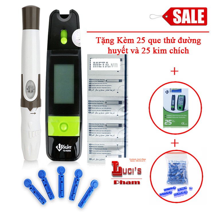 Máy đo đường huyết Uright TD-4265 Tặng 25 Kim Chích + 25 Que thử