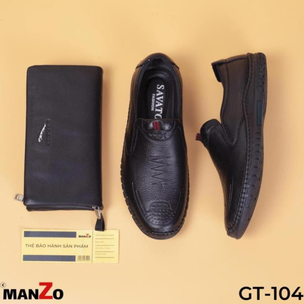 [Sale 3/3][DA BÒ THẬT] Đen & Nâu - Giày lười da mềm mang rất êm chân - Bảo hành 12 tháng - Manzo store - GT 104 -pi9