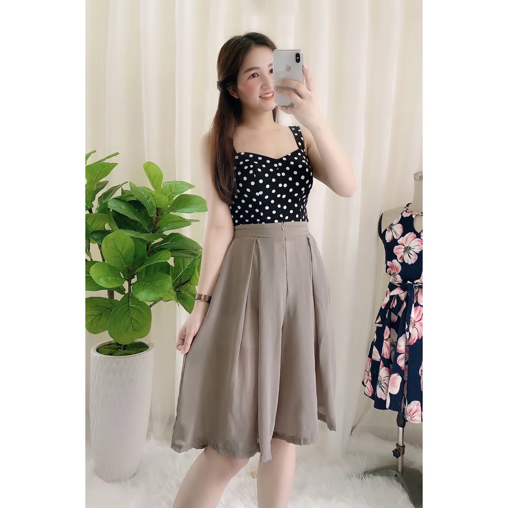 Quần ống rộng giả váy Midi chất đẹp,kèm thun sau,có túi