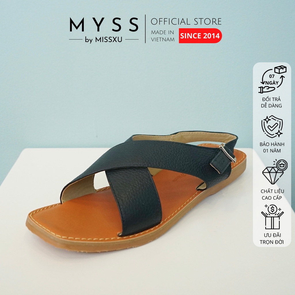 Giày sandal nữ 2cm quai chéo da thật cao cấp MYSS - SD118