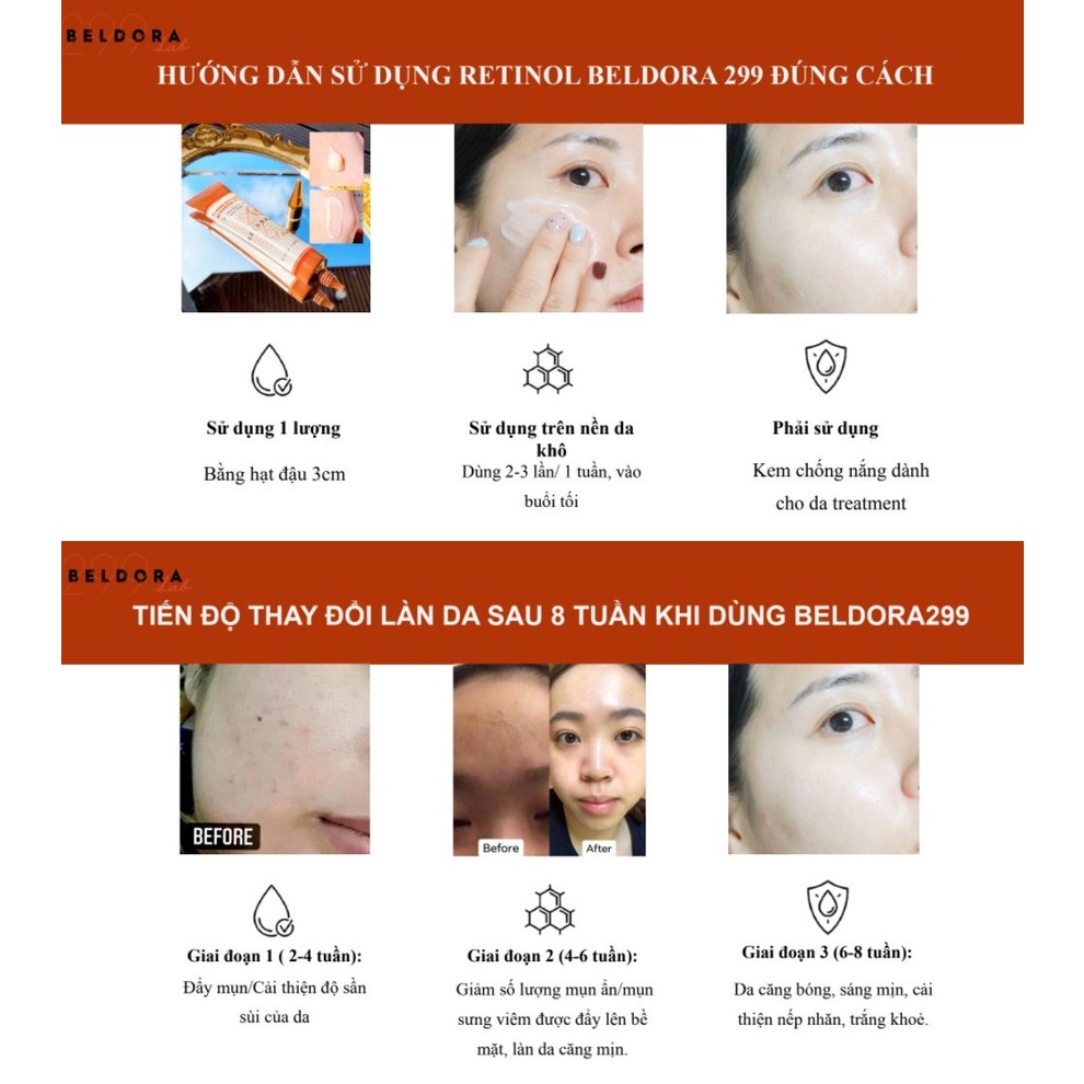 Kem Dưỡng Retinol Trẻ Hóa Da, Ngăn Ngừa Nếp Nhăn Beldora 299 Prime Retinol Activator 35ml