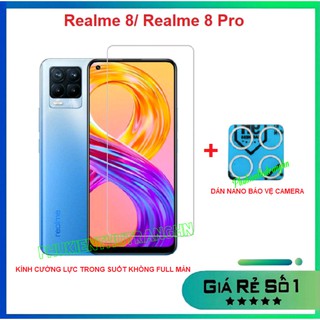 Combo Realme 8/ Realme 8 Pro kính cường lực trong suốt không full màn + dán bảo vệ camera chống trầy xước, bụi bẩn
