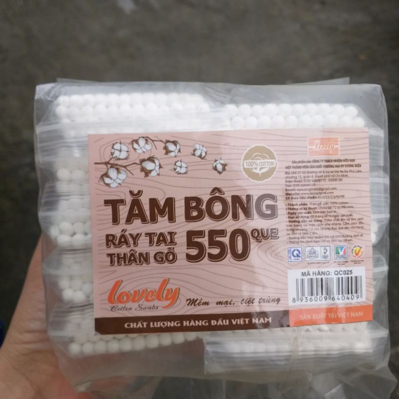 Tăm bông ráy tai thân gỗ lovely bông lớn