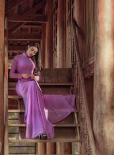 ( Sẵn )Áo dài 4 tà chiffon kèm quần