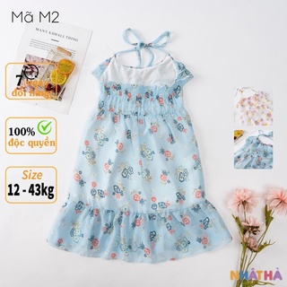 Váy bé gái mùa hè M2 hoa tiết hoa nhí phối bèo cực xinh size đại từ 12-43kg