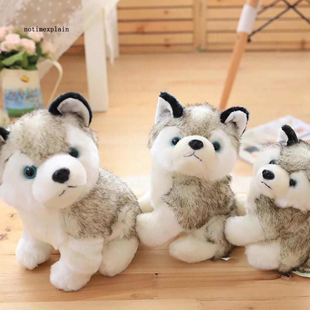 Thú bông bằng vải nhung lông hình chú chó Husky dễ thương kích thước 18/22/28cm