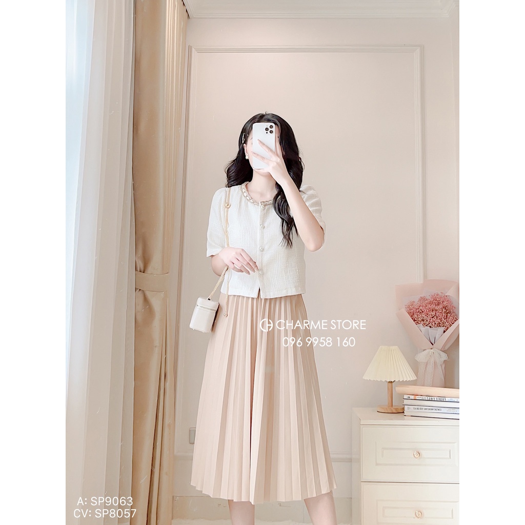 Chân váy nữ dập ly dáng dài thiết kế Charme 8057 | BigBuy360 - bigbuy360.vn