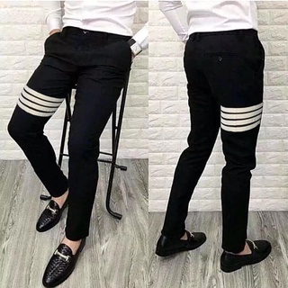 Quần Âu Nam Đen Sọc Trắng Ống Côn Dáng Ôm Body Chất Mềm Mịn - Hàng mới về