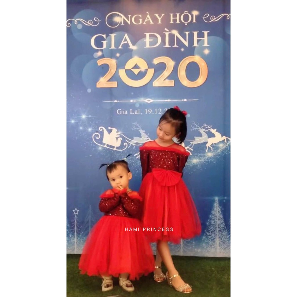 𝐕𝐚́𝐲 Đ𝐨̉ 𝐋𝐚̂́𝐩 𝐋𝐚́𝐧𝐡 - Váy Công Chúa Noel