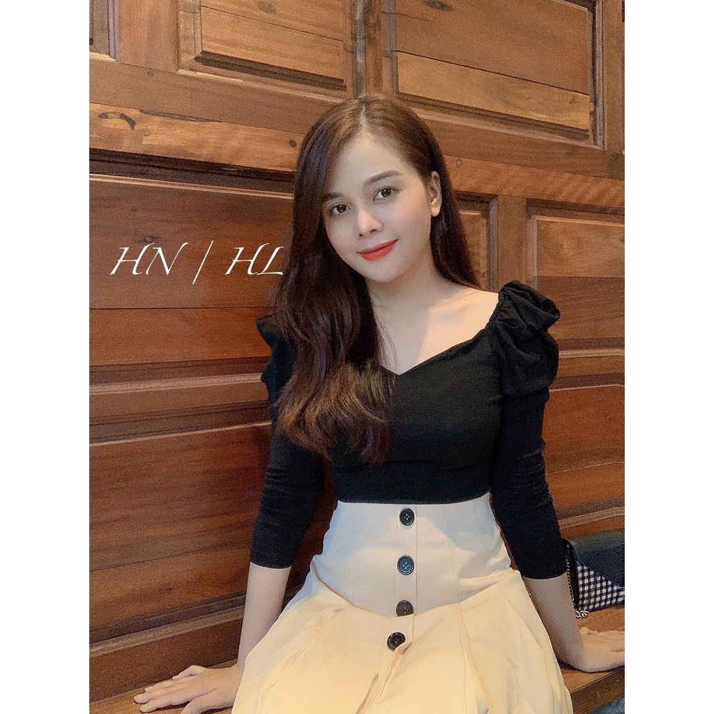Sét chân váy đính cúc và áo len tăm 💖 FREESHIP 💖 Hàng thiết kế loại 1