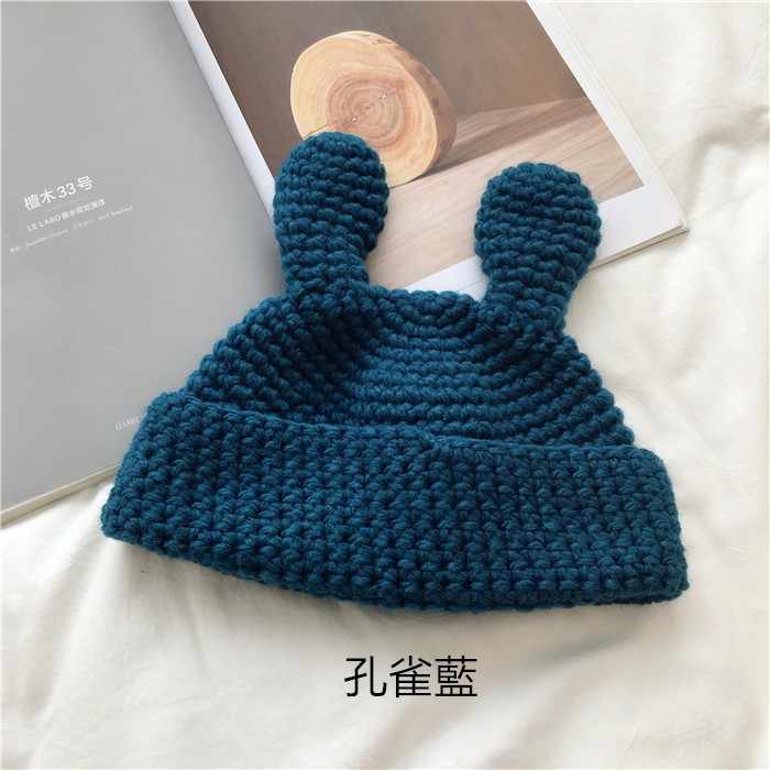 Mũ len thiết kế hình tai thỏ đáng yêu xinh xắn