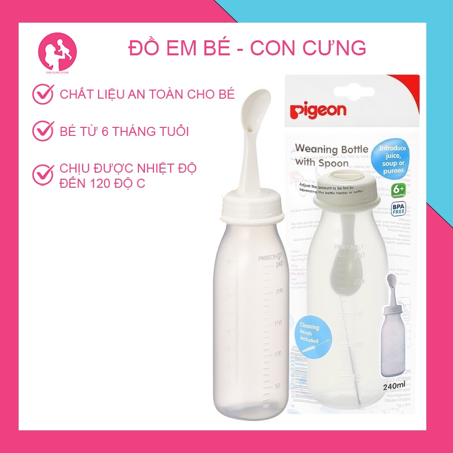 Bình tập ăn lớn Pigeon 240ml - con cưng akachan