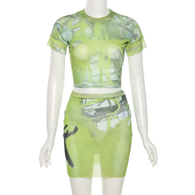 DUNEA Set áo thun ngắn tay cổ tròn chân váy eo cao quyến rũ dành cho nữ