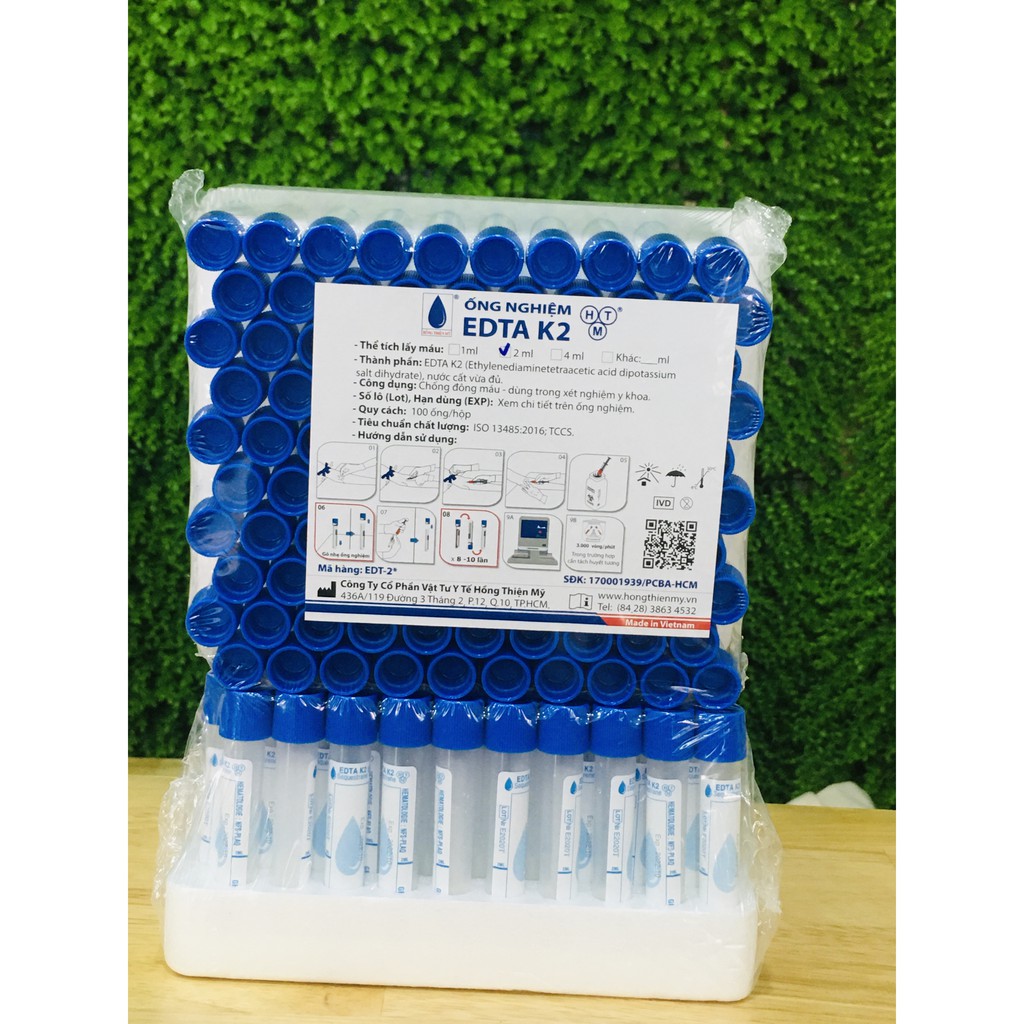 Ống Nghiệm Nhựa EDTA K2 Chống Đông Máu Nắp Xanh