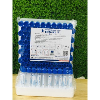 [Hộp 100 Ống] Ống Nghiệm Nhựa EDTA K2 Chống Đông Máu Nắp Xanh