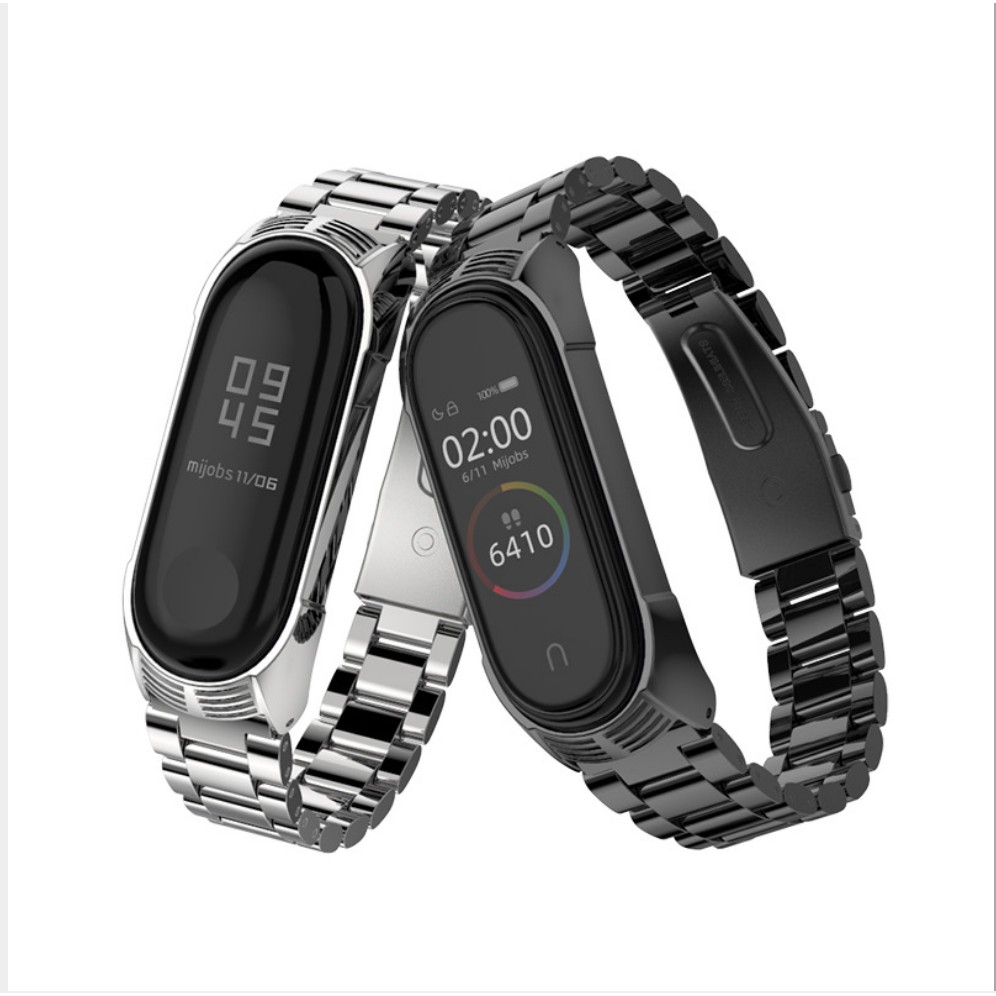 (Sẵn hàng VN) Dây đeo kim loại mắt to Miband 4 Mijobs - Dây đeo thay thế Miband 4 mi band 4 miband 3