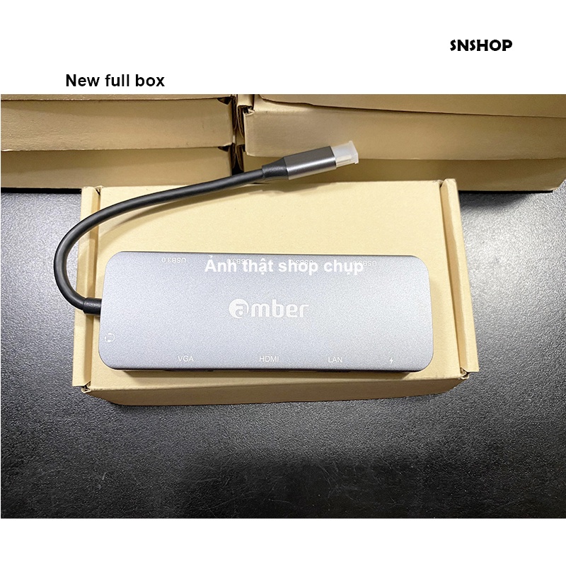 Hub USB-C Amber - Dock chuyển đổi cổng kết nối USB, xuất màn hình 4K 30HZ cho Laptop