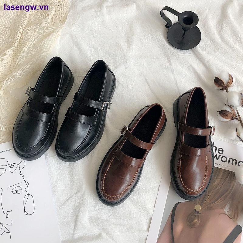 Giày da nữ size lớn 35-44 41 màu đen phong cách Lolita
