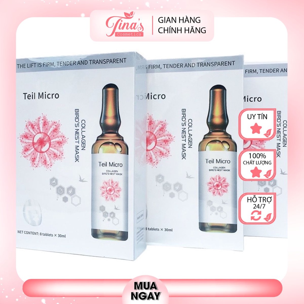 ⚡[ SIÊU HOT ] Mặt nạ tổ yến collagen Rose Beauty ( 1 hộp 8 miếng ) - Chính Hãng