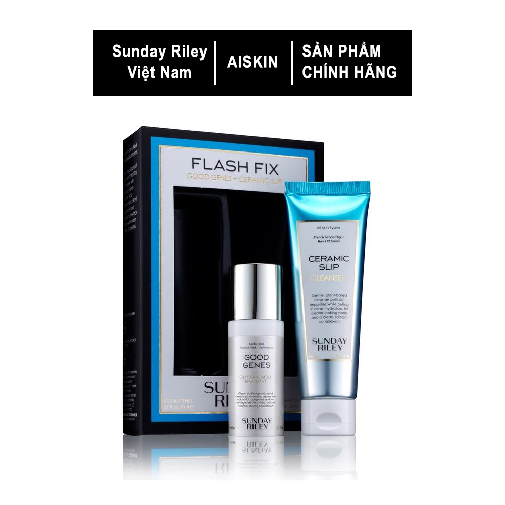 [Chính Hãng] Set dưỡng da Sunday Riley Flash Fix Good Genes and Ceramic Slip Kit (Good Genes 8ml + Ceramic Slip 30ml)