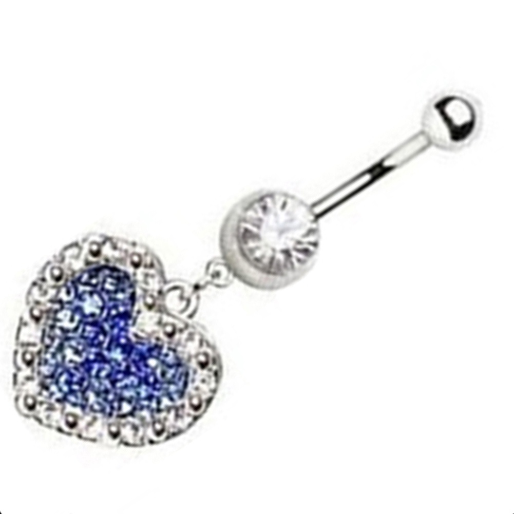 Khuyên rốn hợp kim đính đá hình trái tim cá tính