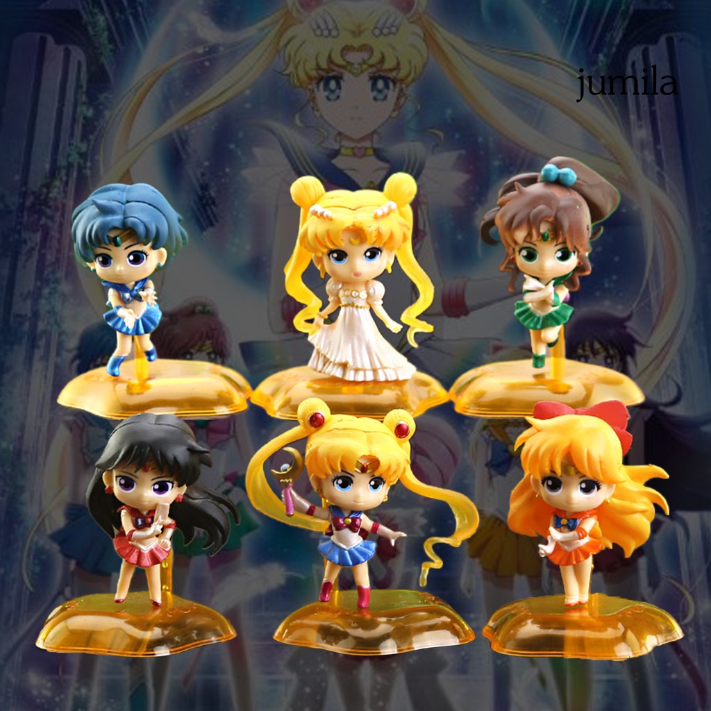 Set 6 Mô Hình Thủy Thủ Mặt Trăng Trang Trí Bánh Kem