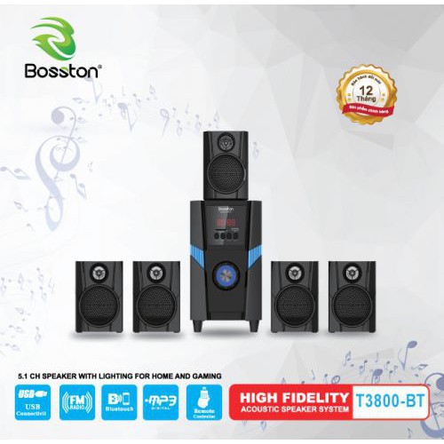 Loa BOSSTON T3800-BT 5.1 – LED RGB (Bluetooth, USB, Thẻ nhớ, 220V) - Bảo hành 12 tháng !!!