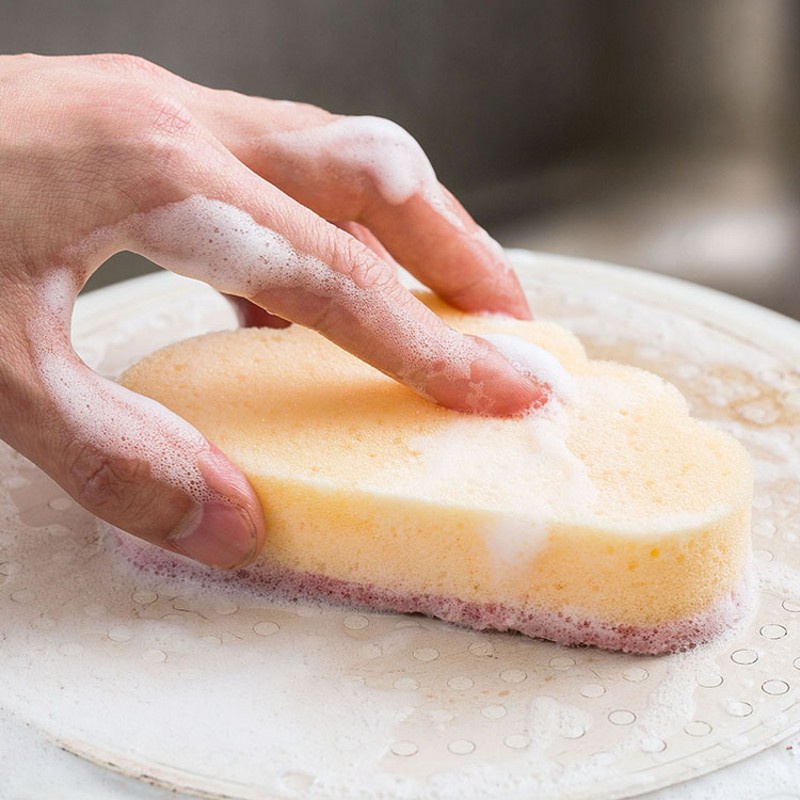 Miếng Bọt Biển Hai Lớp Hình Đám Mây Đa Chức Năng Để Chà Rửa Chén Dĩa
