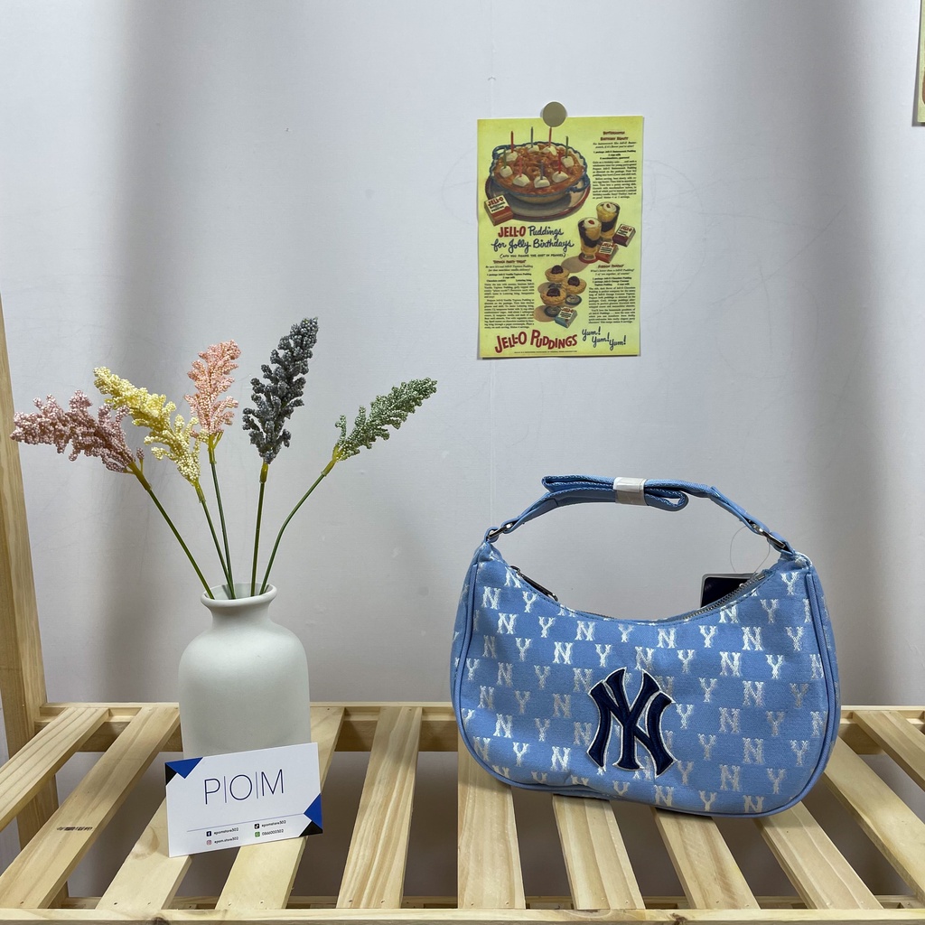 Túi kẹp nách NY túi xách nữ M.L.B NY Monogram Hobo Bag Blue - Pom Store